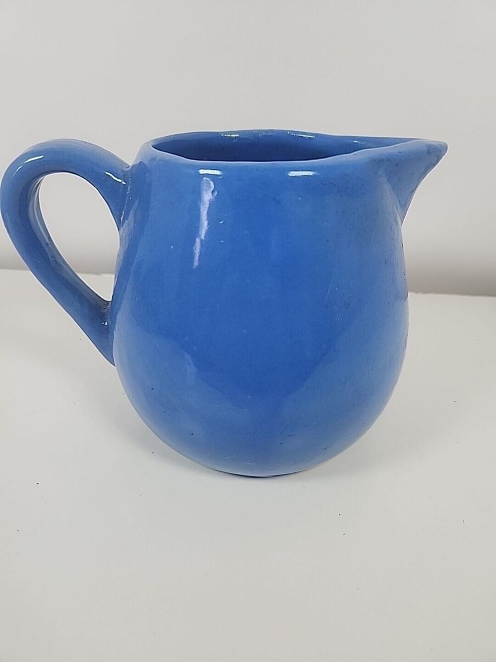Antique UHL Pitcher Blue 235 Collectible USA Art Pottery 4 1/2 Tall Early 1900s